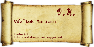 Vétek Mariann névjegykártya