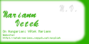 mariann vetek business card